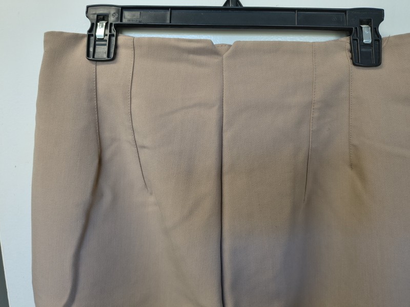 Zara Women’s Large Beige Solid Flat Front Dress Pants Zip Hook & Eye L gallery