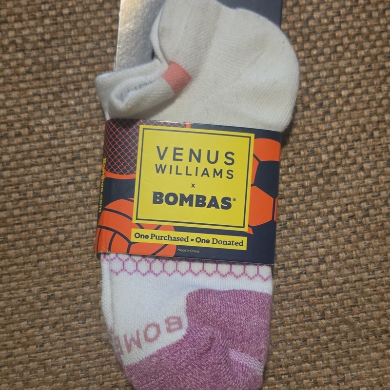 Bombas x Venus Williams No-Show Sneaker Socks M White/Purple Breathable