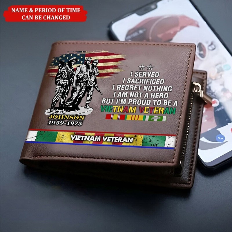 Personalized Vietnam Veteran Wallet I Served Sacrificed Military Dad Gift Proud