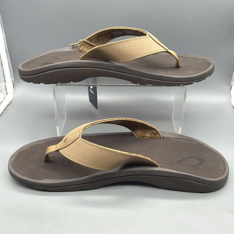 Olukai Ohana Mens Size 17 Thong Flip Flops Tan Dark Java Sandals Slip On gallery