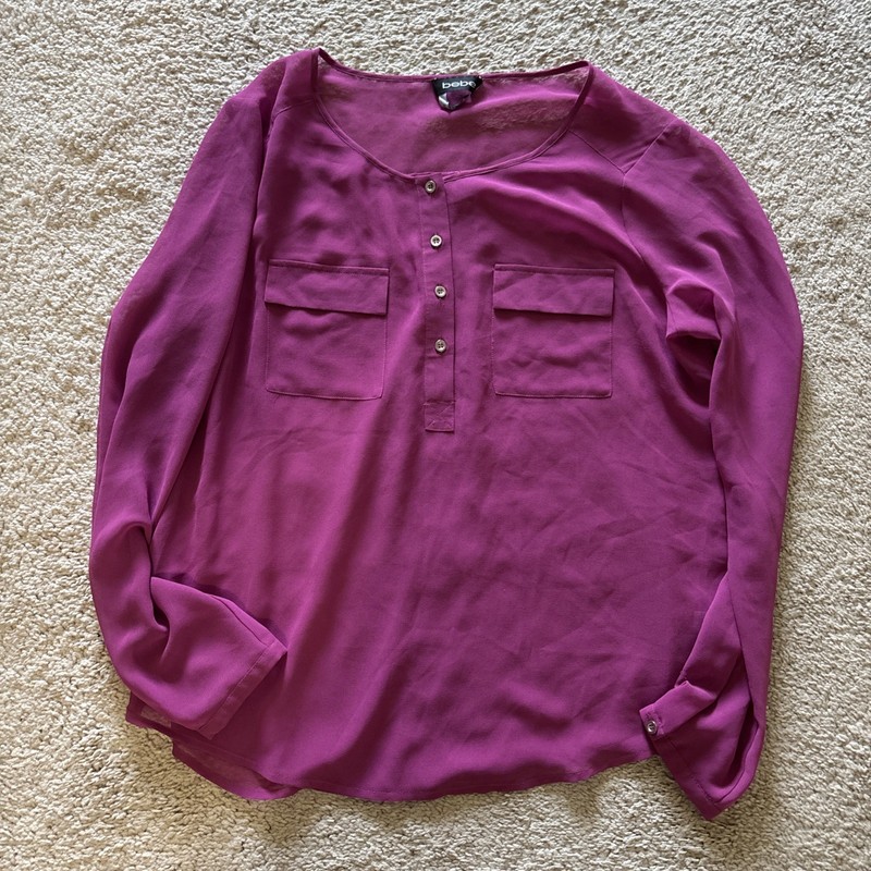Bebe Women’s Sheer Long Sleeve Blouse (medium)