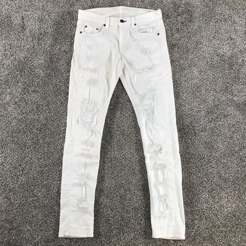 Rag & Bone Jeans Womens 28 28×29 White Light Wash Distressed DRE Boyfriend