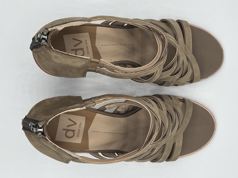 Dolce Vita Franney Taupe Leather Strappy Heels gallery