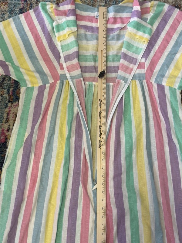 Leisure Life House Dress Vintage Large Made In USA Rainbow Gown gallery