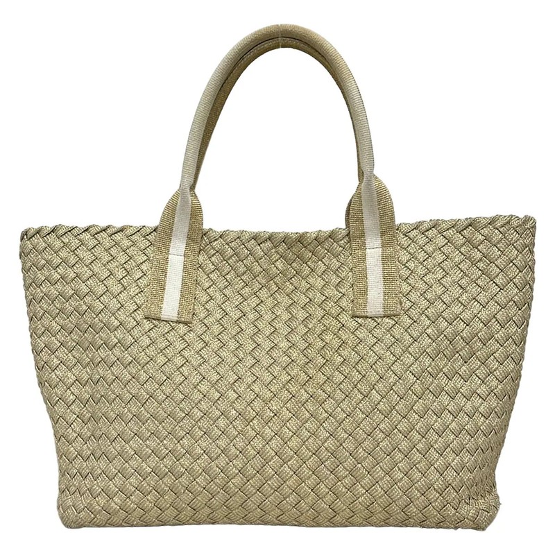 FALORNI – Gold White Chemical Fiber Leather Tote Bag