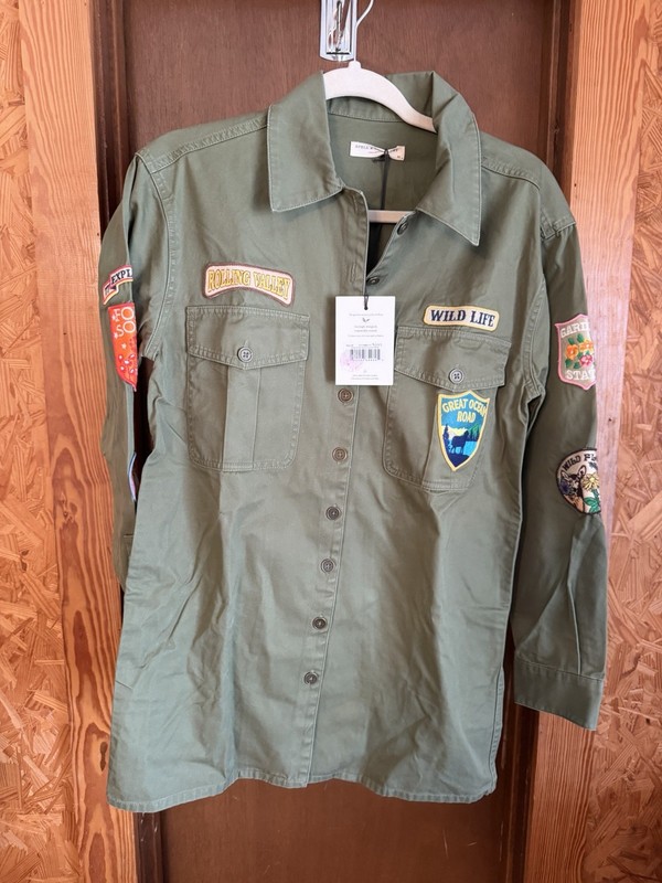 XS Spell Designs Ocean Road Overshirt Button Down Hippie Patches National Park