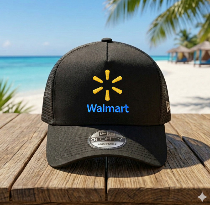 Walmart Trucker Hat Embroidered Logo Mesh Snapback Retail Fan Cap