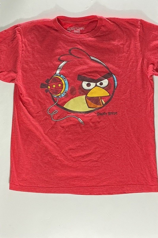 Angry Birds Headphones Graphic T-Shirt Large Red