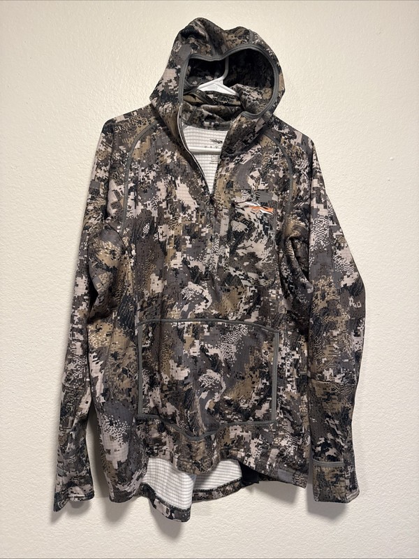 Sitka Gore Optifade Camo Grid Fleece Top 1/3 Zip Hoodie Size Large