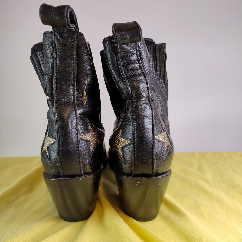 Official Mexicana Chelsea Boots Heeled Black Gold Stars SIZE 43 gallery