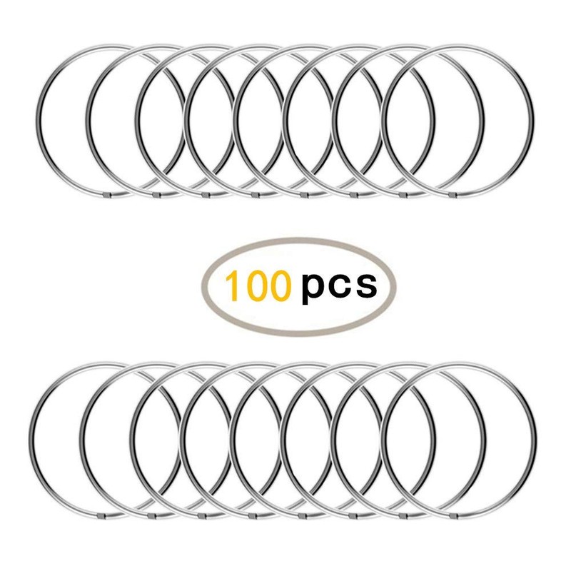 100-Pack Split Key Rings (1.2 Inch/30mm) - Silver Nickel Metal Keychain Rings... gallery