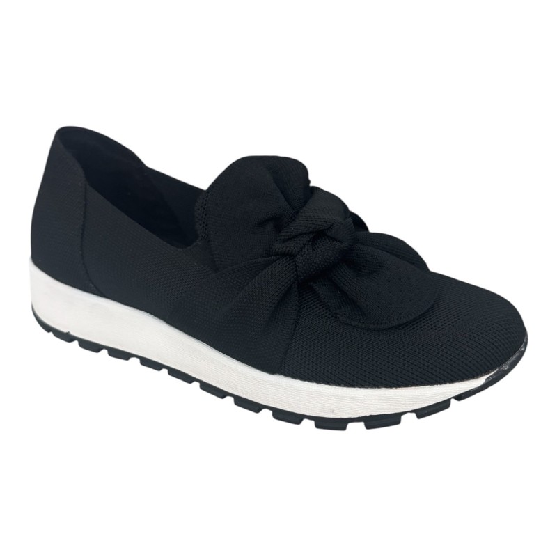 Bernie Mev Crane Women’s Slip-On Shoes Black Woven Knit Stretch Comfort NWB