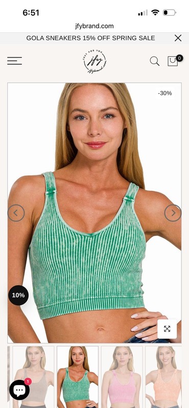 Zenana Outfitters Mint Green Ribbed Padded Crop Tank – Size 12