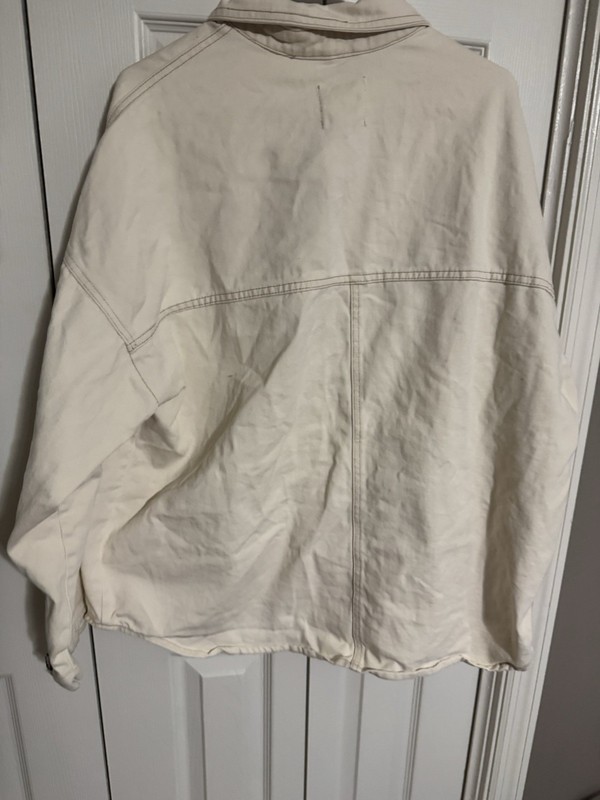 Stoosh Men's Beige Button Front Jacket XL Point Collar Short Solid Vintage gallery