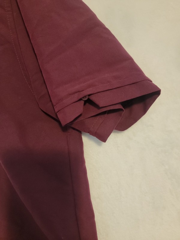 Cubavera Men's Classic LG Short Sleeve Button Down Maroon Polyester Blend gallery