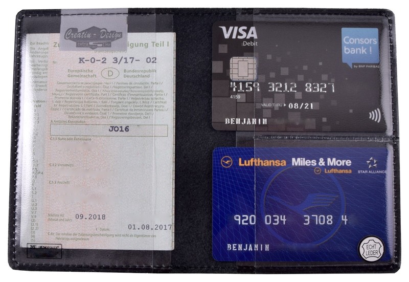 Car licence protective cover leather black new vehicle licence folder cards ID holder