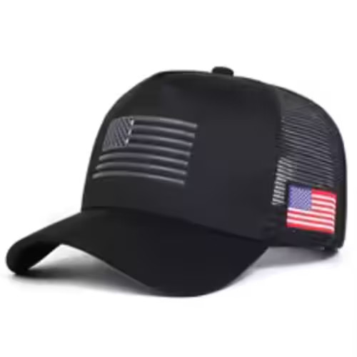 Snapback Trucker Hat Adjustable Mesh Back USA Flag Patch Blue/White/Red