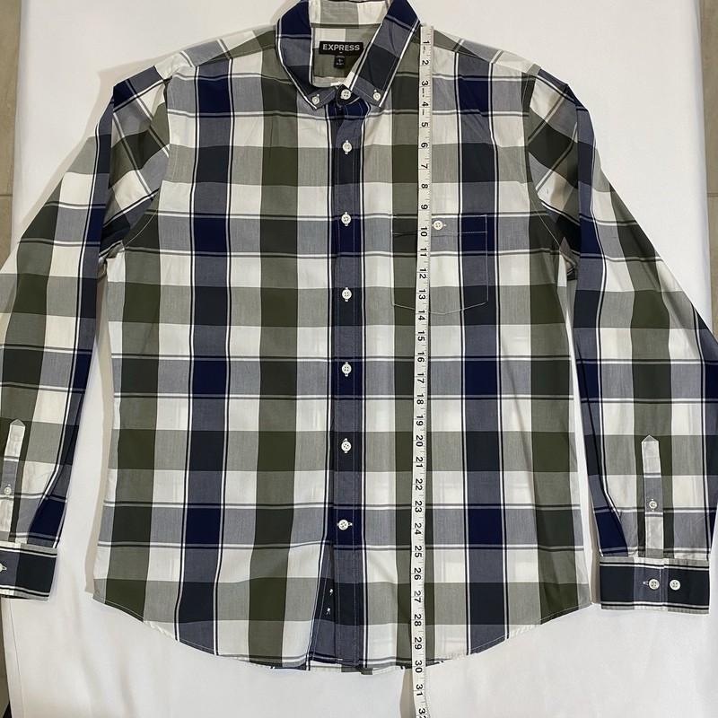 Express Modern Fit Men’s Plaid Long Sleeve Button-Down Cotton Shirt L gallery
