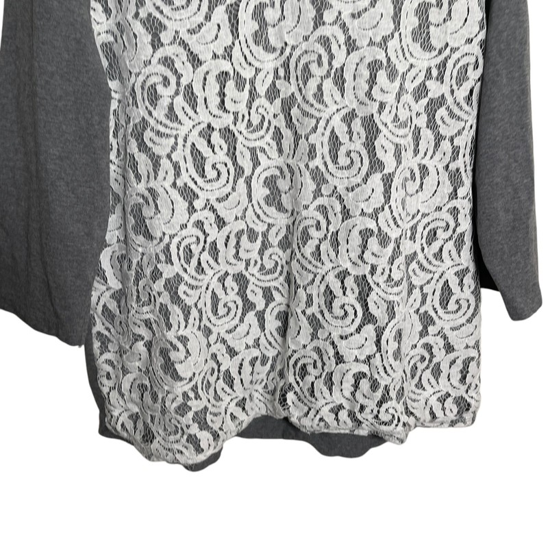 Chico's Zenergy Blouse Women's 3 Gray Lace V-Neck 3/4 Sleeve Paisley Top Causal gallery