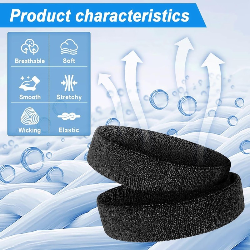 6pack Sports Headband Yoga Gym Sweatband Women Men Hair Bands Head Sweat Band gallery