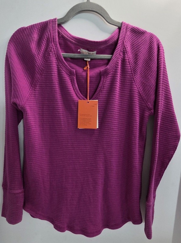 Knox Rose Women’s Waffle Knit Thermal, Raspberry color, Size M, NWT (0164-0165)