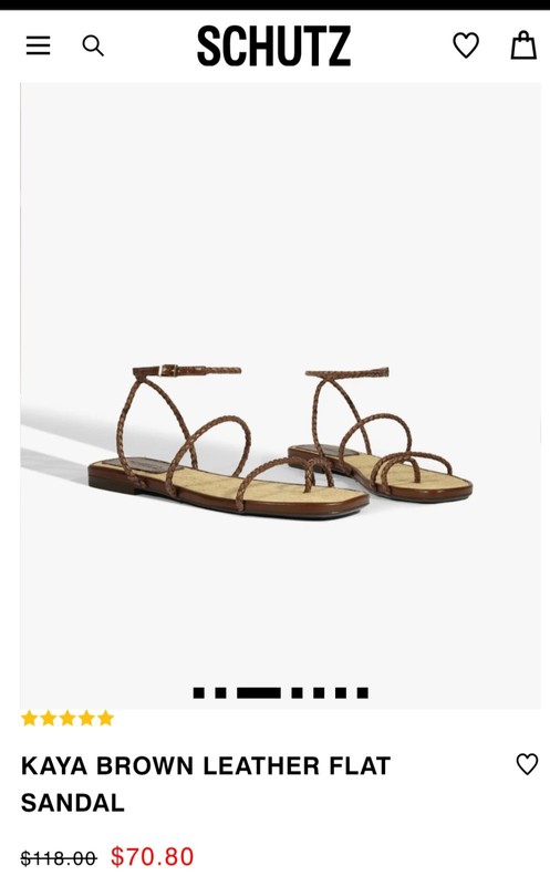 Schutz Kaya Brown Leather Flat Sandal gallery