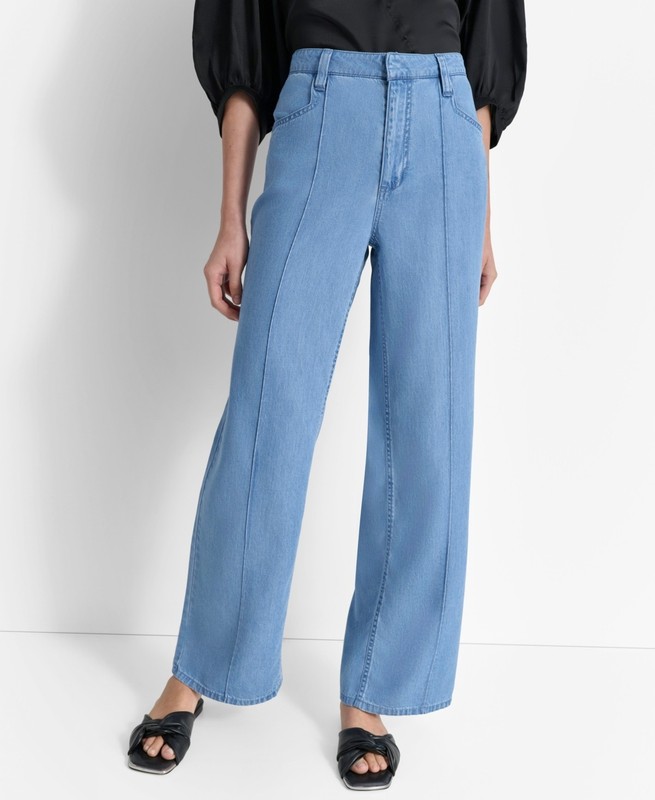 DKNY Center-Piped Wide-Leg Mid-Rise Jeans MSRP $99 Size 14 # 19B 1103 Blm