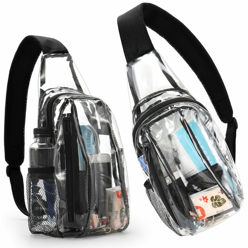 Clear PVC Sling Bag Transparent Stadium Shoulder Crossbody Backpack Adjustable gallery