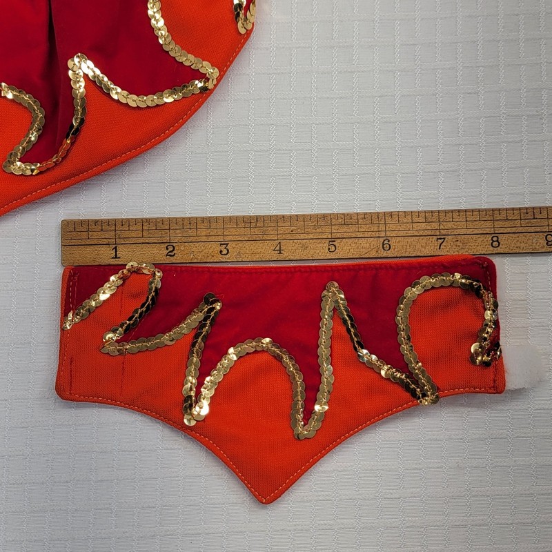 Handmand Red Orange Costume Accessory Set with Gold Sequins, Bottoms/2 Cuffs gallery