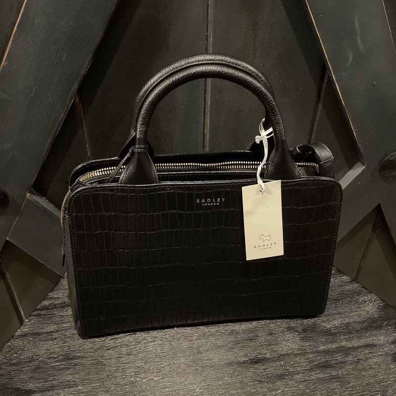 NWT – Radley London Croc Embossed Black Leather Satchel Women’s Handbags