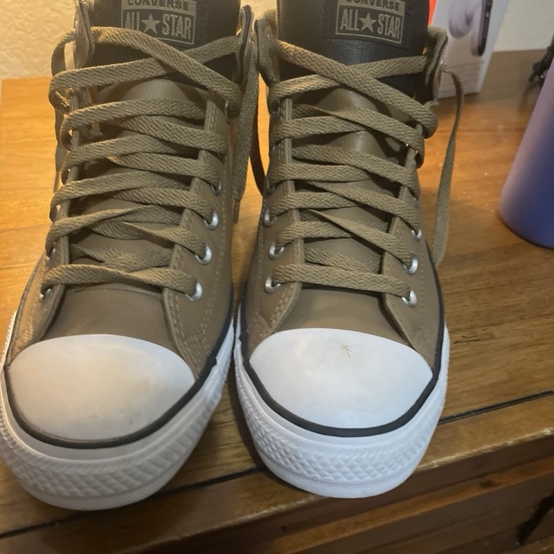 Converse All Star Men’s Mid Top Lace-Up Sneakers Brown/White Athletic Casual
