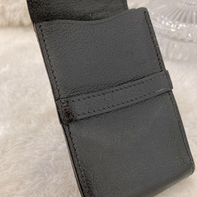 IL BISONTE Cigarette Case Black Leather Italy 11cm x 7cm x 3cm gallery