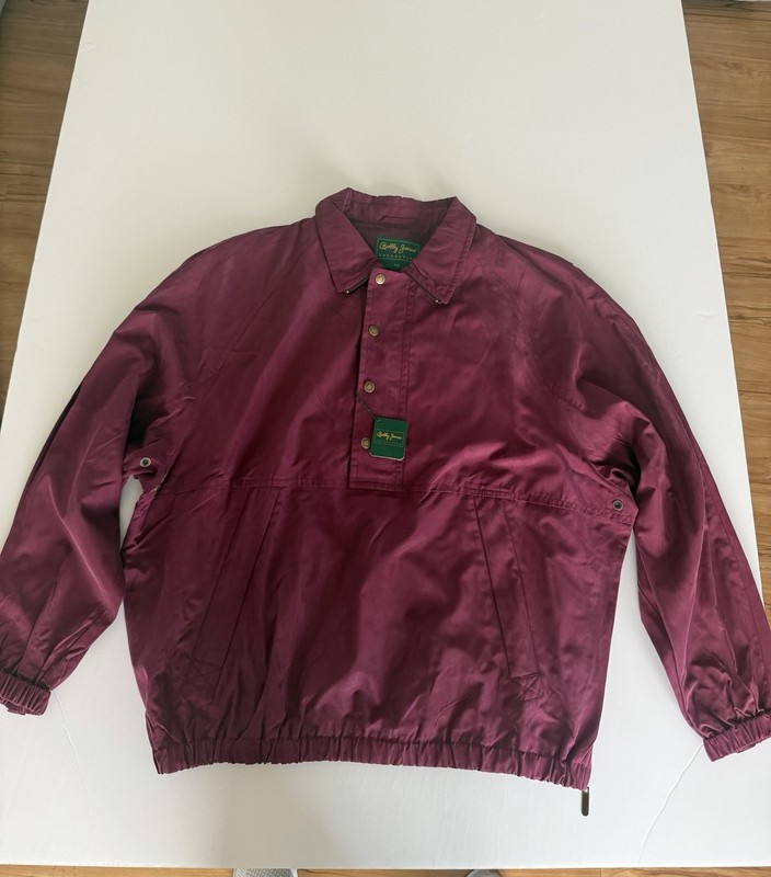 Bobby Jones Collection Silk Pullover Jacket XL Burgundy Golf Windbreaker Mens