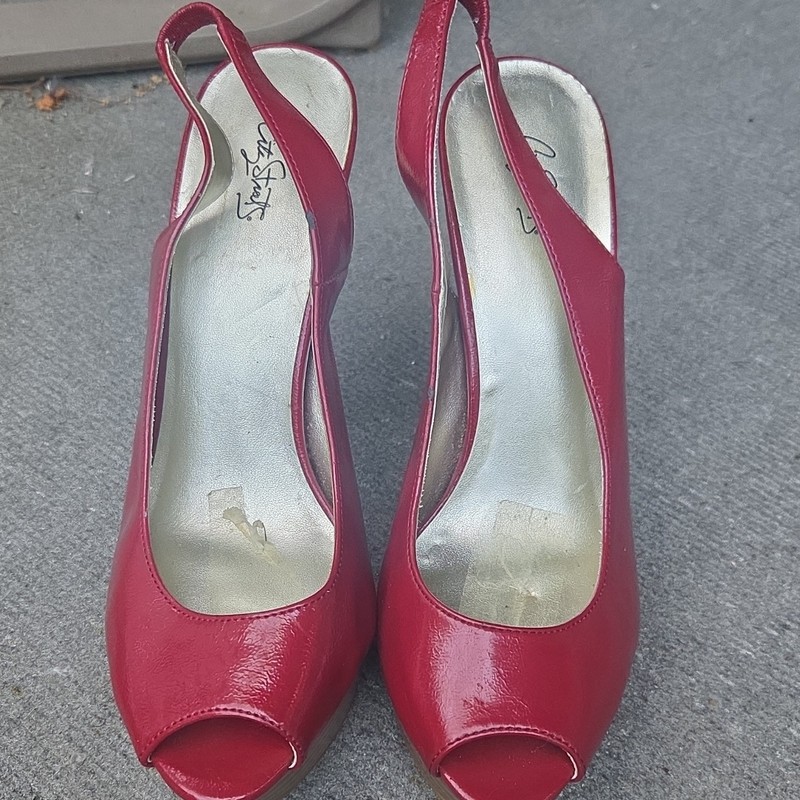 Czr Streats Red Slingback Peep Toe Heel Solid Slip-On Women’s US 8.5