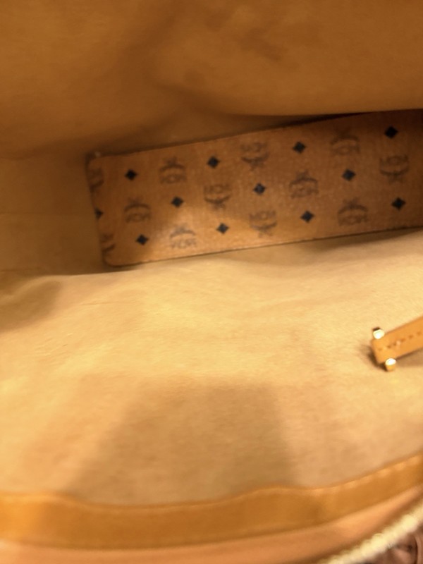MCM Brown Visetos Logo Shoulder Bag Zip Closure Gold Hardware Shoulder Strap gallery