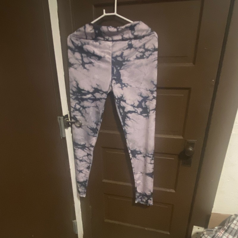 Women’s Purple & Black Tie Dye Pull-On Ankle Leggings, Regular Size 3XL