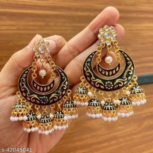 Kundan Jhumka Earrings Jewelry Set Bollywood Indian Gold Plated Style Jewelry gallery