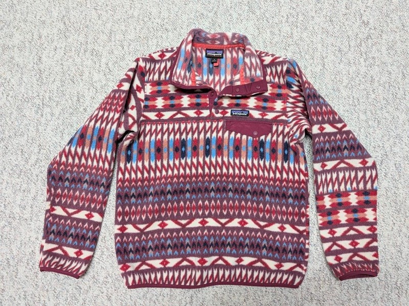 womens PATAGONIA synchilla SNAP-T pullover fleece S indian print STY25455FA18