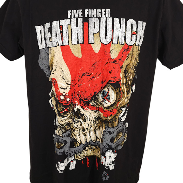 Five Finger Death Punch T Shirt Mens Size Large Black Warhead Skull 5FDP