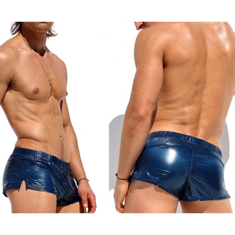 Men's Shiny Boxer Shorts Briefs Split Side Elastic Underwear Beach Shorts Pants gallery