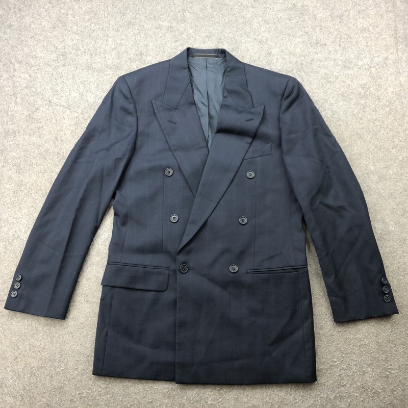 Conte di Roma Blazer Mens 44 Double Breasted Wool Made Italy Pinstripe Formal