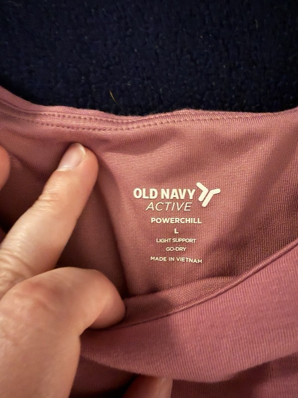 Old Navy Active PowerChill Sports Bra Pink Solid Knit Light Support Pullover L gallery