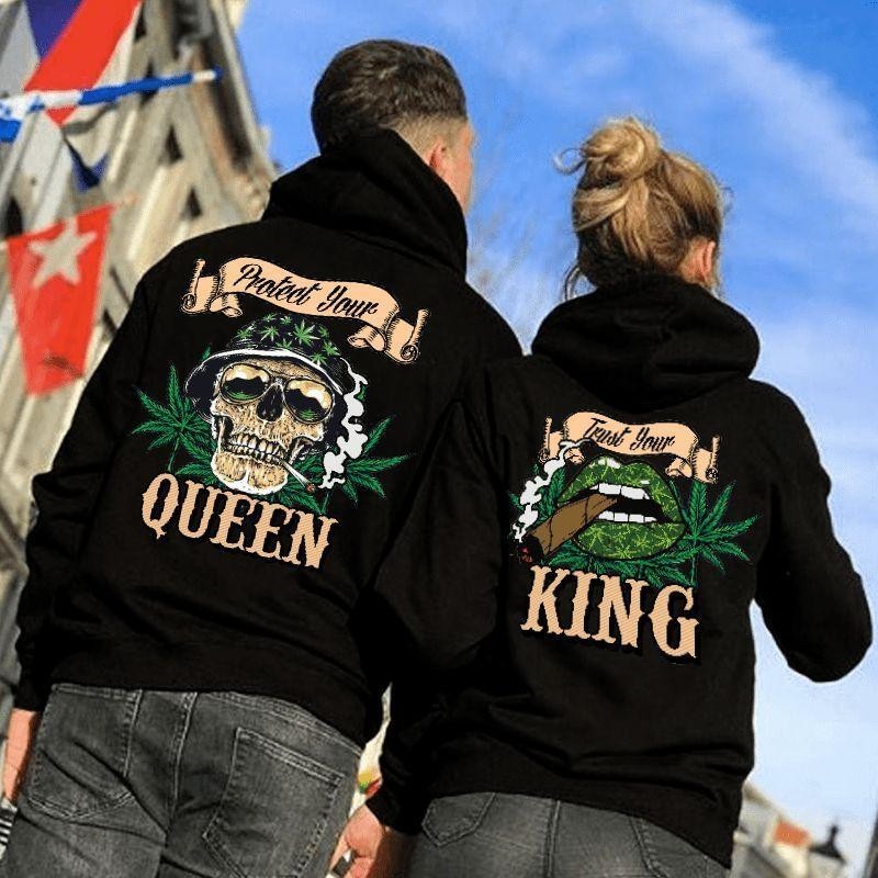 Protect Your Queen Trust Your King Hoodie For Matching Couple Fans Gift Size S-4