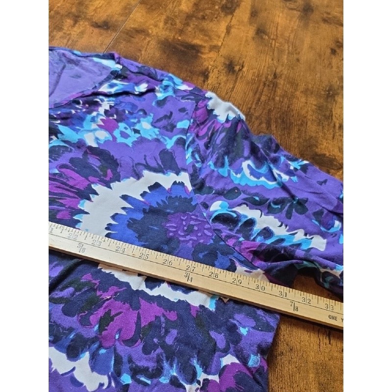 ULLA POPKEN | Purple Floral Artsy Cotton Tunic Boxy Tee Plus | 32 34 5X 6X gallery