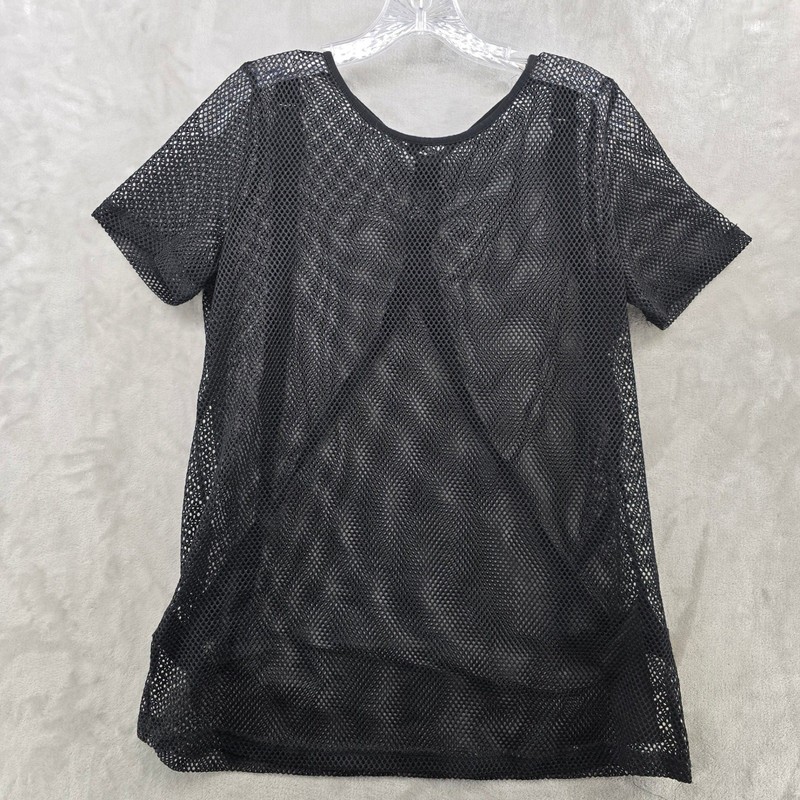 Banned Alternative Womens XL Kameko Oversized Shirt Black Mesh Buckle Strap Goth