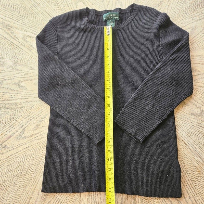 Lauren Ralph Lauren Ribbed Sweater Womens Medium Black Merino Wool Cotton 90s gallery