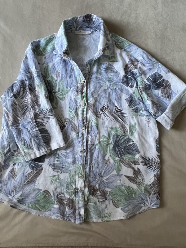 milio milano Aloha 100% Linen Shirt Size S