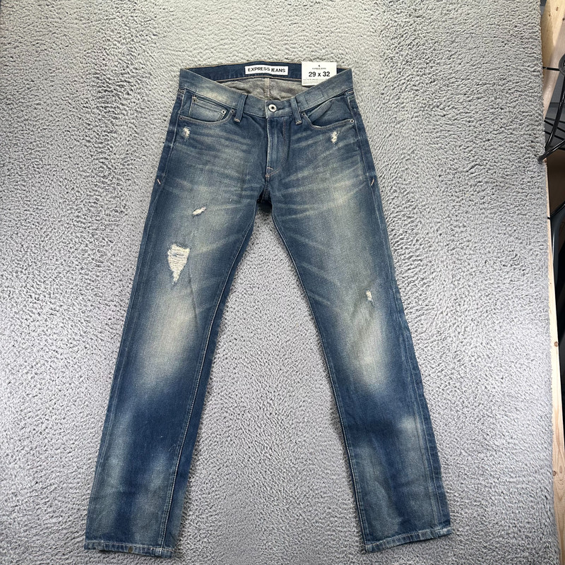 Express Rocco Jeans Mens 29×32 Blue Cotton Denim Straight Slim Faded Workwear