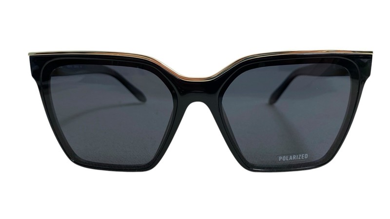 Quay Australia LEVEL UP Sunglasses Black Gold /Smoke POLARIZED Square 55793