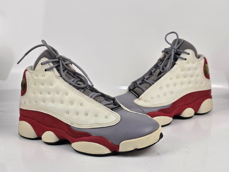 Jordan Air 13 Retro Grey Toe White / Red Leather Sneakers US Size 5Y